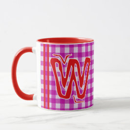 Taza Pintada rosa y roja (Nombre de Monograma Giral)