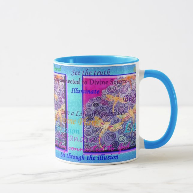 Taza pintada seda de la afirmación de la libélula (Derecha)