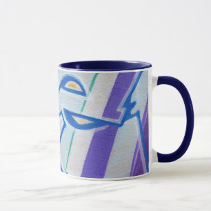 Taza Pintadas abstractas rayadas azules