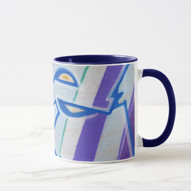 Taza Pintadas abstractas rayadas azules (Derecha)
