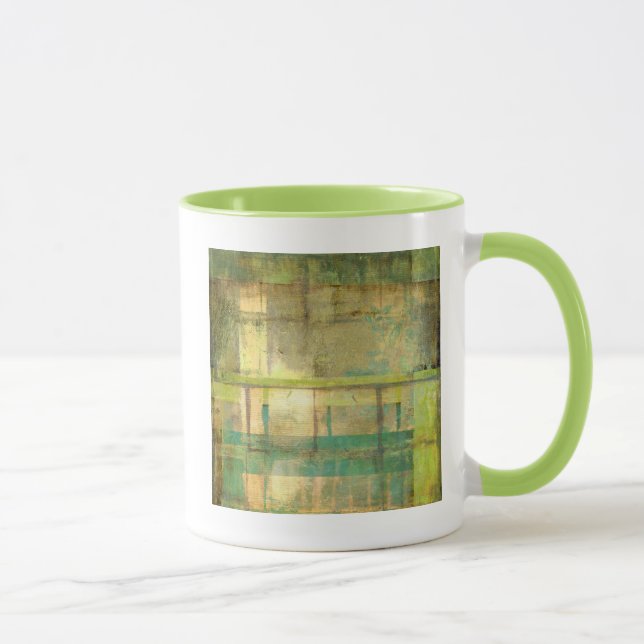 Taza Pintado abstracto dorado turquesa y verde (Derecha)