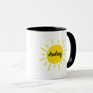 Taza Pintado con sol radiante amarillo caprichoso