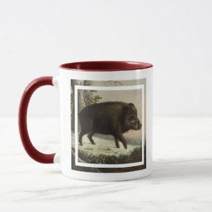 Taza Pintado de caza de Bella Artes de cerdo marrón