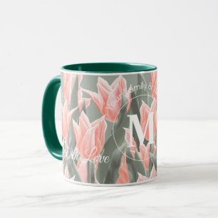 Taza Pintado de tulipanes de color monograma