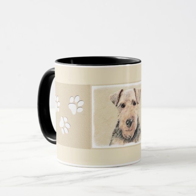 Taza Pintado de Welsh Terrier - Arte de Perro Original. (Anverso izquierdo)