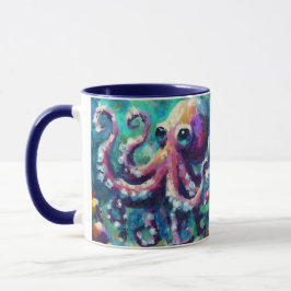 Taza Pintando el aceite de pulpo caprichoso en una play