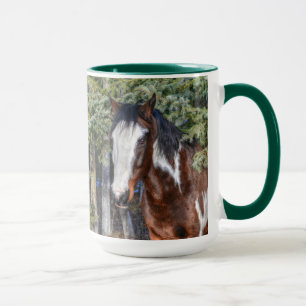 Taza Pinto Paint Stallion & Evergreen Trees