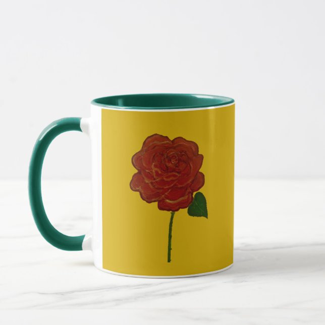 Taza Pintura a mano de Rosa Festiva (Izquierda)