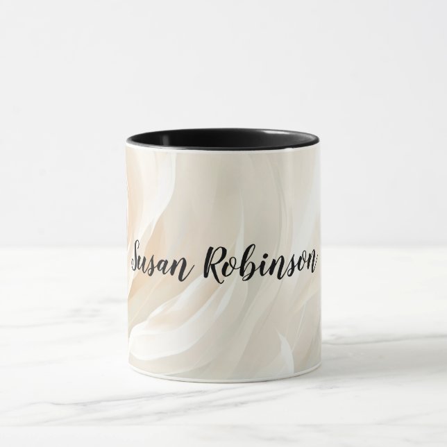 Taza Pintura abstracta de flores de rosa blanca (Centro)