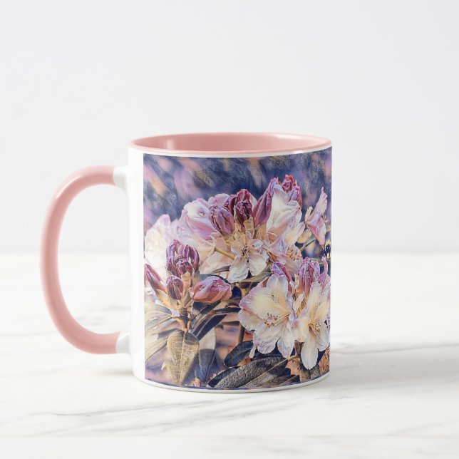 Taza Pintura acuarela de una flor de azeea morada (Izquierda)
