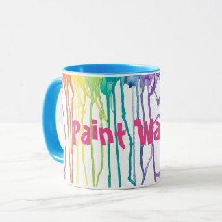 Taza ¿Pintura de agua? Trama de goteo de arcoiris