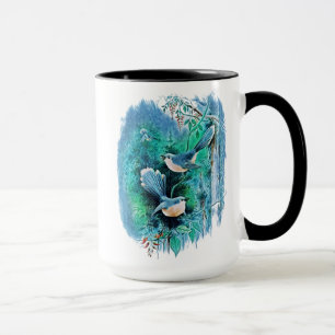 Taza Pintura de aves azules de invierno