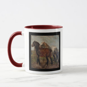 Taza Pintura de Bella Artes belga pardo de caballos con