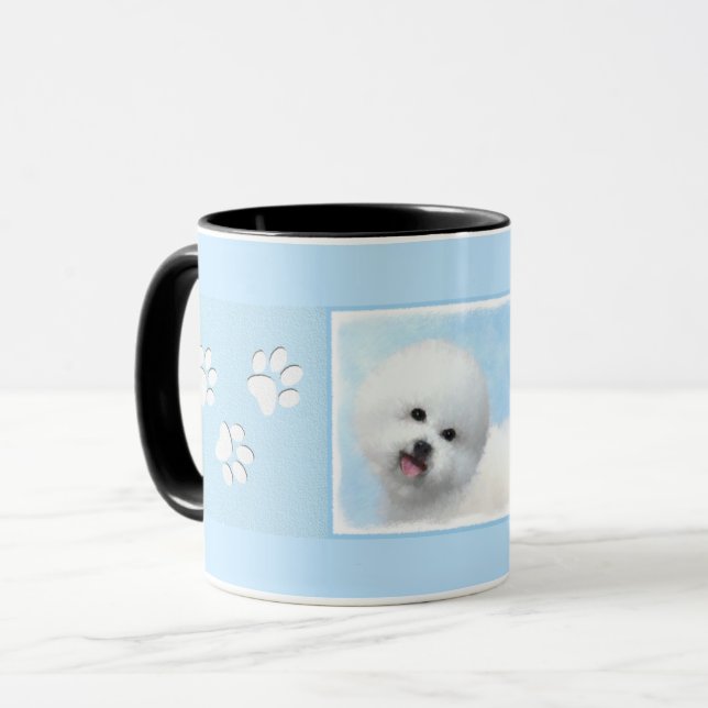 Taza Pintura de Bichon Frise - Arte de Perro Original. (Anverso izquierdo)