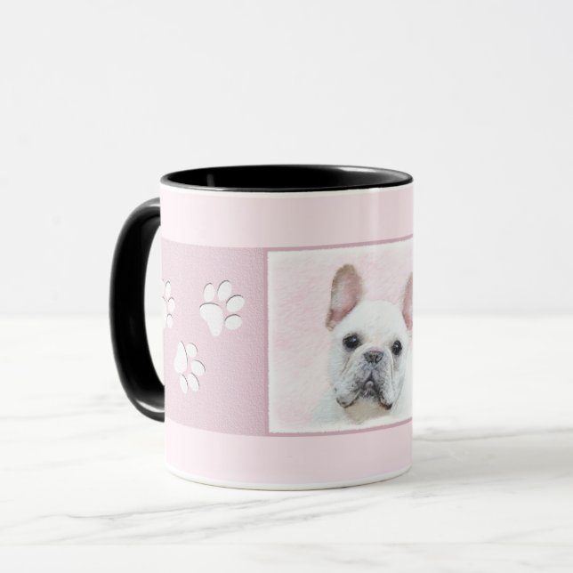 Taza Pintura de Bulldog francés (crema/blanco) - Arte d (Anverso izquierdo)