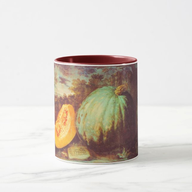 Taza Pintura de caída de calabaza azul vintage (Centro)