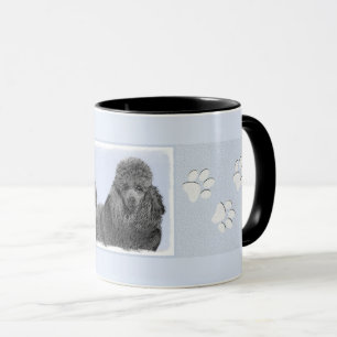 Taza Pintura de Caniche Miniatura Negro Arte Original