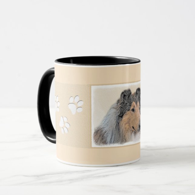 Taza Pintura de Collie (Rough) - Arte de perro original (Anverso izquierdo)
