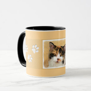 Taza Pintura de gato calico - Arte de gato original lin