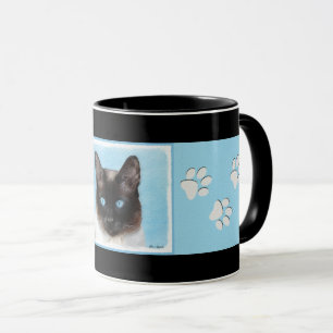 Taza Pintura de gatos siamesa - Arte de gatos original 