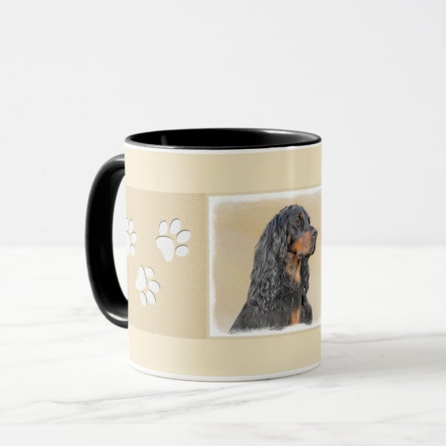 Taza Pintura de Gordon Setter - Arte de Perro Original. (Anverso izquierdo)