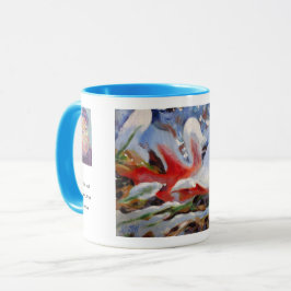 Taza Pintura de hoja de roble congelada / Artista Larry