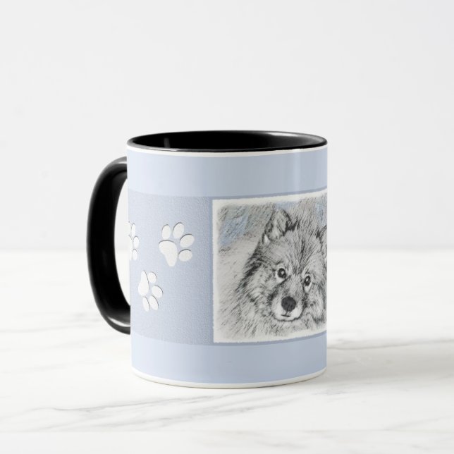 Taza Pintura de Keeshond Beth - Arte de Perro Original. (Anverso izquierdo)
