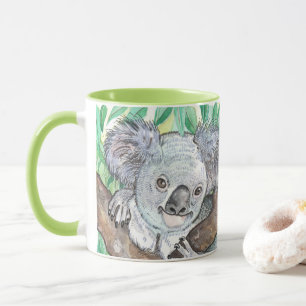 Taza Pintura de koala en árbol de eucalipto