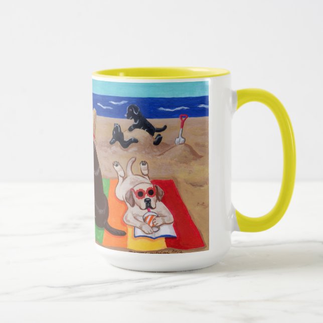 Taza Pintura de Labradors de la brisa del verano (Derecha)