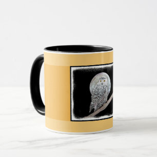 Taza Pintura de lechuza y luna - Arte original de aves