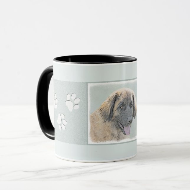 Taza Pintura de Leonberger - Arte de Perro Original. (Anverso izquierdo)
