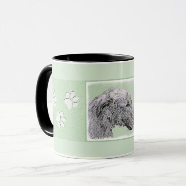Taza Pintura de lobo irlandesa - Arte de perro original (Anverso izquierdo)