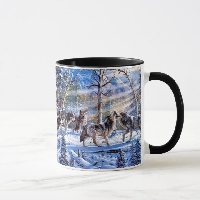 Taza Pintura de lobos grises (Derecha)