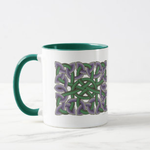Taza Pintura de nudo celta escocesa en morado y verde