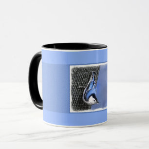 Taza Pintura de nueces de paja blanca original arte de