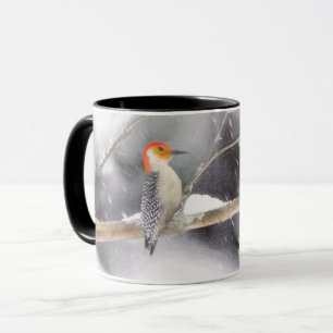 Taza Pintura de pájaro de madera roja