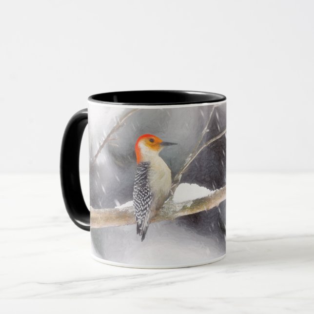 Taza Pintura de pájaro de madera roja (Anverso izquierdo)