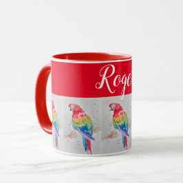 Taza Pintura de pájaro rojo de Macao
