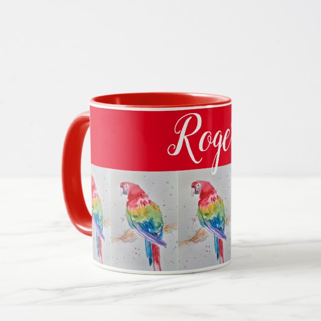 Taza Pintura de pájaro rojo de Macao (Anverso izquierdo)