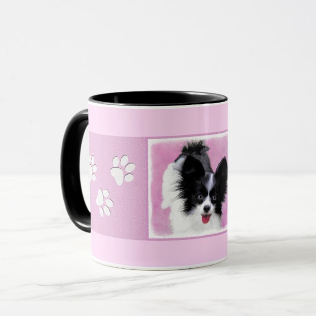 Taza Pintura de Papillon (blanco y negro) - Arte de per (Anverso izquierdo)