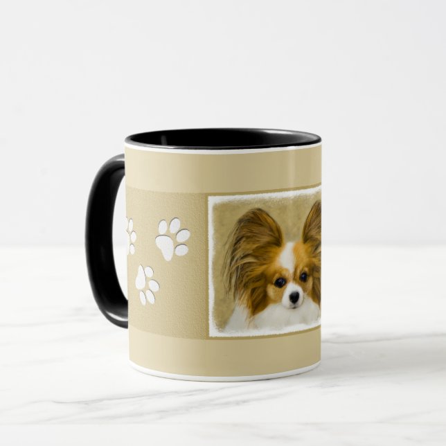 Taza Pintura de Papillon (Hound Tri) - Arte original de (Anverso izquierdo)