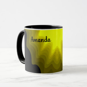 Taza Pintura de patrón abstracto negro y amarillo