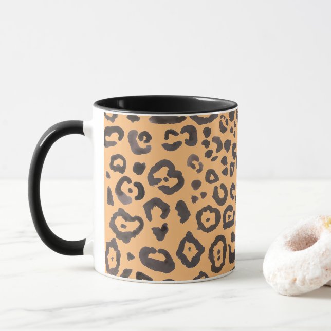 Taza Pintura de patrón animal de impresión de leopardo (Con donut)