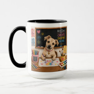 Taza Pintura de perro escolar lindo Ilustración de acua