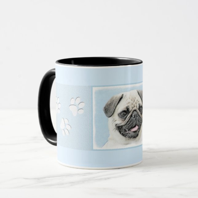 Taza Pintura de pug - Arte de perro original lindo