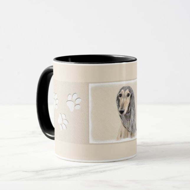 Taza Pintura de Saluki (cervatillo) - arte original (Anverso izquierdo)