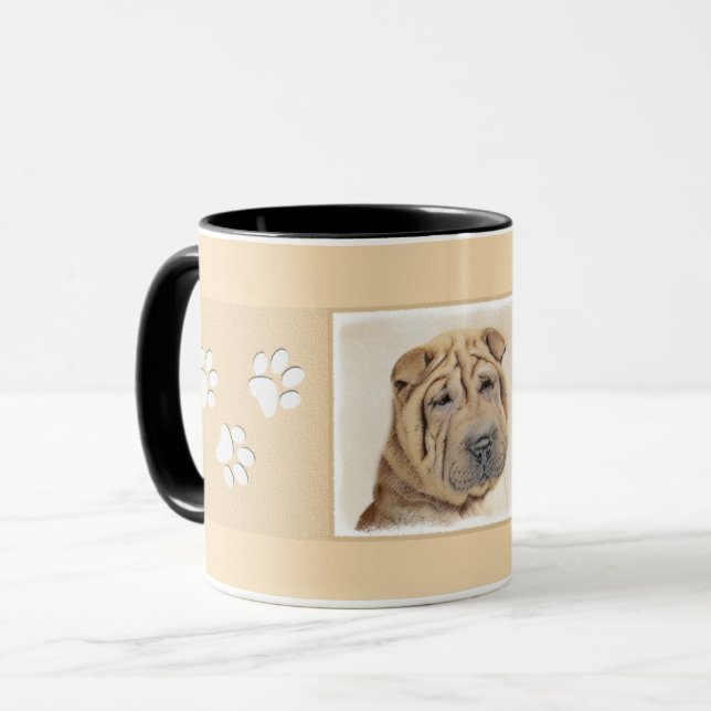 Taza Pintura de Shar Pei - Arte Perro Original Cuto (Anverso izquierdo)