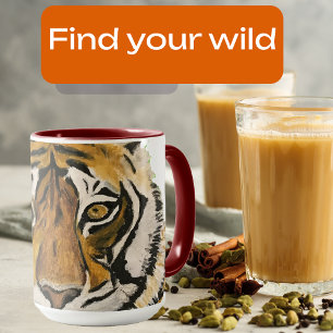 Taza Pintura de tigres, mirando a la cámara personaliza