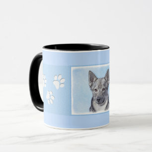 Taza Pintura de Vallhund Sueca - Arte Perro Original Cu