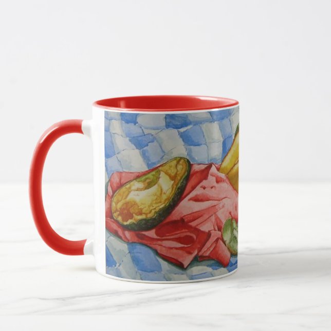 Taza pintura de vida de frutos exóticos (Izquierda)